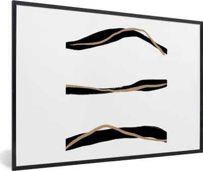 Produktbild von MuchoWow® Gerahmtes Poster Linie - Schwarz - Design 90x60 cm - Poster mit Schwarzem Bilderrahmen Wandposter Rahmen Foto Bilder - Fotorahmen - Foto-Plakat