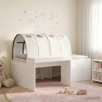 Productafbeelding van Maison Exclusive - Bed met tunnel, 3 stuks, wit, 118,6 x 193,2 x 75,1 cm