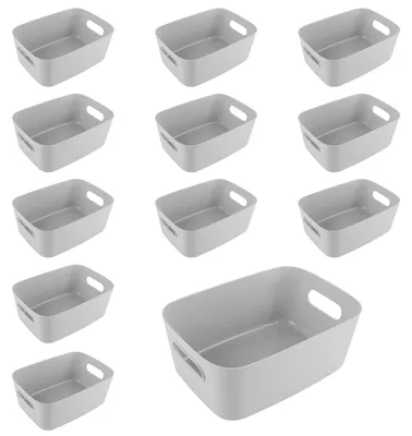 Produktbild von Aufbewahrungsboxen Set von 12, 24.5 x 17 x 10 cm, Grau