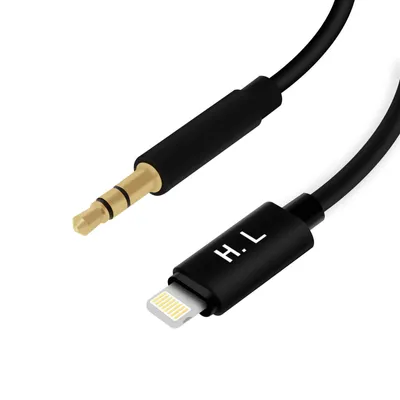 Obrázek produktu pro Kabel Lightning s 3,5mm jack konektorem, vysoká kvalita zvuku, 1 m, HL098-černý