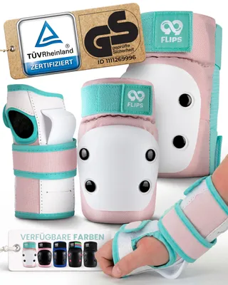 Produktbild von Knieschoner Kinder Set 3-12 Jahre mit Knieschützern, Ellenbogenschonern und Handgelenkschützern - Skateboard, Scooter und Inliner Schützer Set Mädchen und Jungen