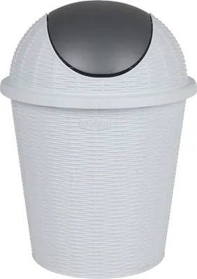 Produktbild von Abfalleimer weiß 10L mit Schwingdeckel Mülleimer Papierkorb Abfallsammler Rattan