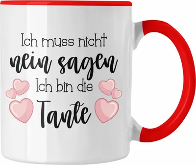 Produktbild von Trendation - Tante Tasse Geschenk für Beste Tante Kaffeetasse Geschenkidee Tante Geburtstag Lustig Ich Muss Nicht Nein Sagen Ich Bin Die Tante (Rot)
