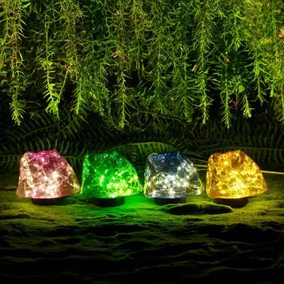 Immagine prodotto di Lampada solare da esterno – forma di ciottolo – colorata – 140 x 120 x 120 mm – 1 LED bianco caldo [11768B], Immagine generata dall'IA