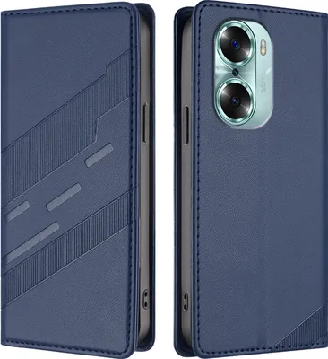 Image de Etui pour Honor 60, étui portefeuille en cuirPolyuréthaneavec fente pour cartes et fonction stand Blau
