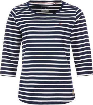 Produktbild von modAS Damen Bretonisches Shirt mit 3/4-Arm und Rundhals - Shirt mit Streifen aus Baumwolle in Blau-Weiß Größe 40