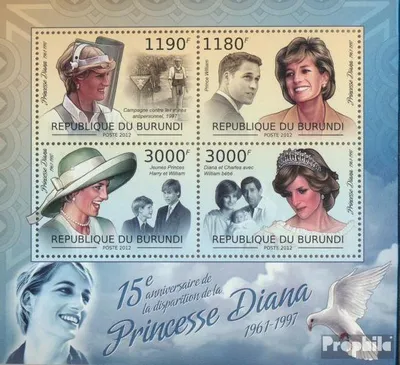 Produktbild von Briefmarken Burundi 2012 Mi 2665-2668 Kleinbogen (kompl. Ausgabe) postfrisch Prinzessin Diana (1961-1997)
