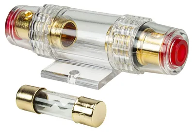 AGU-Sicherungshalter transparent, vergoldet, bis 25 mm², inkl. 80A