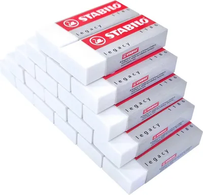 Image de Gomme Stabilo Legacy, blanche, rectangulaire, paquet de 20