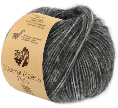 Produktbild von Lana Grossa NATURAL ALPACA PELO 50 g flauschige Netzgarnstruktur gefüllt mit Baby-Alpakafasern 125 m Farbe 004 - Dunkelgrau meliert