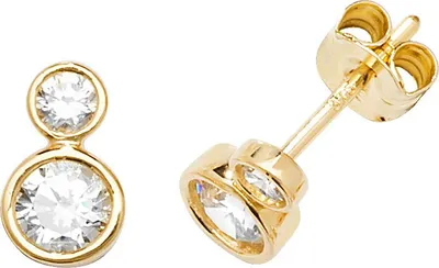 Produktbild von Klassische 9 Karat (375) Gold Damen - Paar Ohrstecker mit Zirkonia - 8mm*5mm; TRS27229