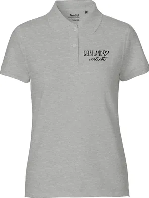Produktbild von Huuraa Damen Polo Shirt Geestland verliebt M Sport Grey Bio Baumwolle Fairtrade Poloshirt Geschenkidee