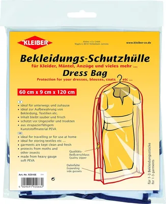 Zdjęcie produktu dla KLEIBER 92066 Pokrowiec ochronny na odzież KLEIBER, długi, przezroczysty