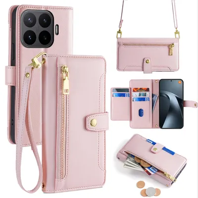 Produktbild von Handyhülle mit Portemonnaie für Xiaomi 17T Pro Handykette 5 Kartenfächer Rosa