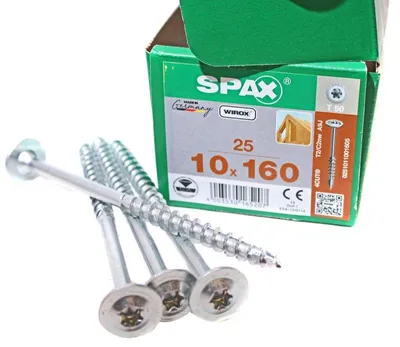 Obrázok produktu pre SPAX® 0251011001605 SPAX® Holzbauschrauben T40 Tellerkopf WIROX 0251011001605 10 mm x 160 mm, 25 St.