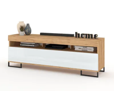 Produktbild von Modern TV-Lowboard Fernsehschrank PLAY STEHEND Craft Eiche/Weiß Hochglanz 100cm