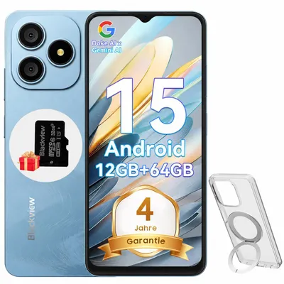 Produktbild von Blackview Wave 9C  6.56" Handy Ohne Vertrag, 12+64GB, 5000mAh, Dual SIM, Android 15, 1080P, Face ID, Fingerabdruck-Entsperrung