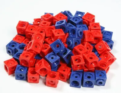 Produktbild von 100 Steckwürfel rot/blau 1,7 cm