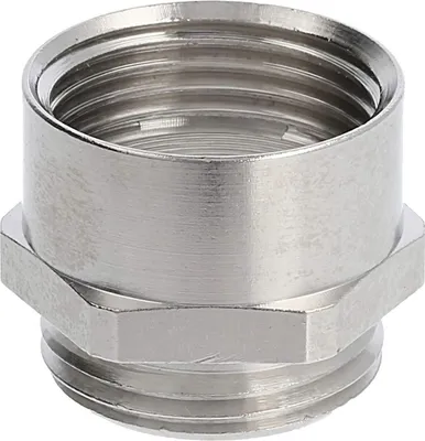Obrázok produktu pre Prechodka M/M M20x1,5 MSZ-M20 krátka šesťhranná mosadz (CuZn) poniklovaná pripojovací závit 6,0 mm – 1 kus