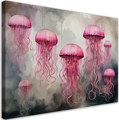 Produktbild von Leinwandbild Rosa Meerquallen 60x40 Feeby Rosa bild für die wand bereit zum aufhängen