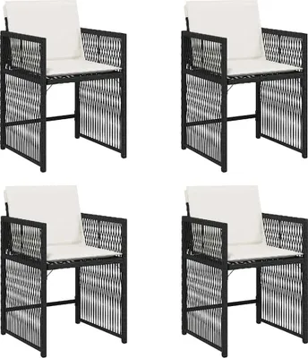 Produktbild von vidaXL Gartenstühle mit Kissen 4 Stk. Schwarz Poly Rattan