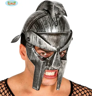 Obrázok produktu pre Rímska gladiátorská prilba Staroveký bojovník Maska Kostýmový doplnok Karneval Rimania Gréci Statočnosť Dobývanie, Farba: strieborná