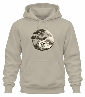 Imagen del producto de Sudadera con capucha uni, diseño "Árbol de la vida", símbolo Yin Yang, luna, Zen, equilibrio, naturaleza, meditación, yoga, talla XL