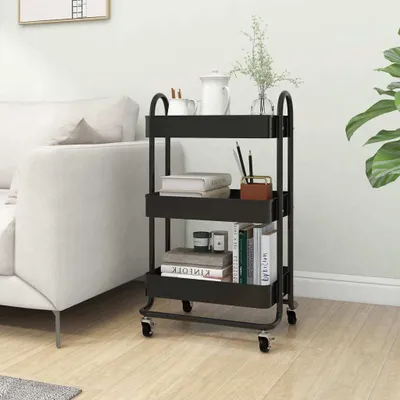 Produktbild von The Living Store 3-Etagen-Wagen Schwarz 43x34x79 cm Stahl