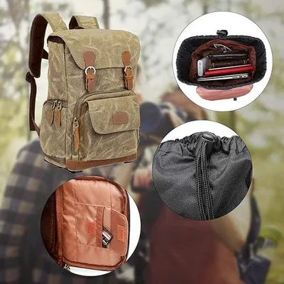 Produktbild von Famanu Kamerarucksack wasserdicht - 15,6 Zoll, Khaki