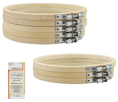 8er-Pack Bambus-Stickrahmen 15 cm für DIY-Stickerei