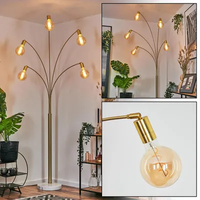Produktbild von Narni Stehlampe aus Metall in Messing gebürstet/Schwarz/Weiß