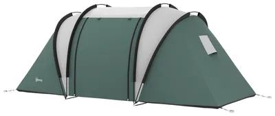 Produktbild von Campingzelt für 4-5 Personen leicht wasserabweisend Familienzelt mit 3 Zimmer Seitentür Fenster Dunkelgrün