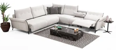 Produktbild von Weiß Ecksofa L-Form Wohnzimmer Polster Textil Sofa Couch Modern Möbel
