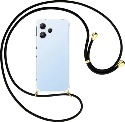 Produktbild von Handykette Backcover-Schutzhülle mit Band (Metall goldfarben) für Xiaomi Redmi 12 (6.79'') - schwarz