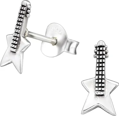 Produktbild von Ohrringe 925 Sterling Silber Ohrstecker mit E-Gitarre