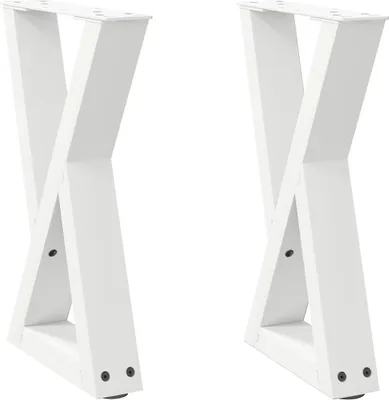 Image de vidaXL Pieds de table basse 2 pcs. Blanc 38x(42-43,3) cm Acier