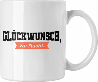 Produktbild von Trendation - Jobwechsel Tasse Geschenk Kollege Kollegin Lustig Abschiedsgeschenk Sprüche Glückwunsch Zur Flucht Abschied (Weiß)