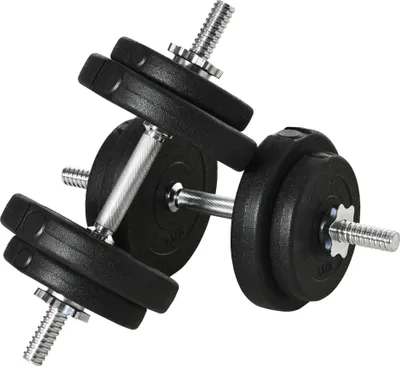 Produktbild von Hantelset - 2‑in‑1 Kurzhantel- & Langhantel‑Set - 30 kg Gesamtgewicht - Verstellbare Gewichte - Rutschfeste Griffe - Für Krafttraining - Schwarz/Grün