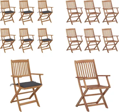 Immagine prodotto di vidaXL Sedie da giardino pieghevoli 6 pezzi con cuscino in legno massiccio di acacia - sedia da giardino - sedie da giardino - poltrona da giardino - sedia pieghevole