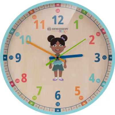 Produktbild von Bresser Junior Kinder-Wanduhr 25 cm lautlos Quarzuhrwerk Kunststoffgehäuse buntes Design