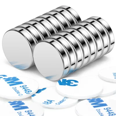 Produktbild von Neodym-Magnete, selbstklebend, extra stark, 20 x 4 mm | 16 Stück, Mini-Rundmagnete, Hochleistungsmagnete für Magnettafeln, Whiteboards und Kühlschränke