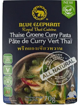 Produktbild von Blue Elephant Thaise Groene Curry Pasta 70g – Authentieke pittige smaak