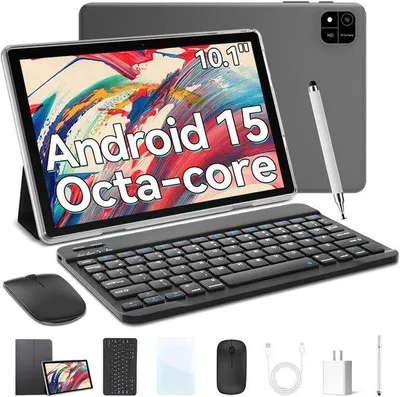 Productafbeelding van 10 Inch Android Tablet met Toetsenbord, Muis en Stylus - 12GB RAM, 64GB Opslag