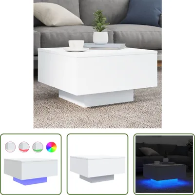 Obrázek produktu pro The Living Store Konferenční stolek s LED světly bílý 55x55x31 cm