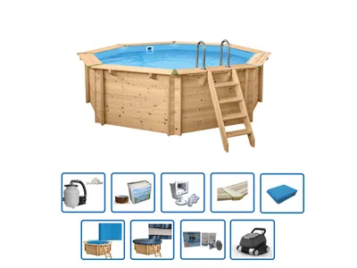 Produktbild von Interline Java Holzpool Ø 4,40 m × 1,36 m – Ultimate Set