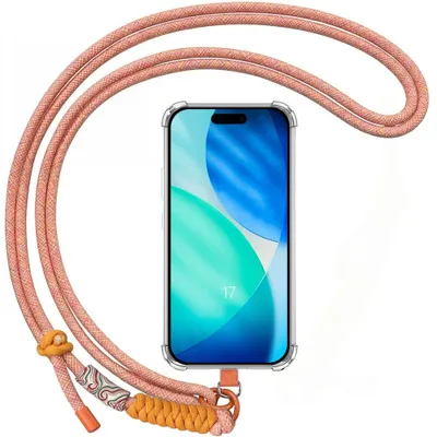 Image de Coque pour iPhone 17, Antichoc Anti-Rayures Transparent avec Cordon Orange