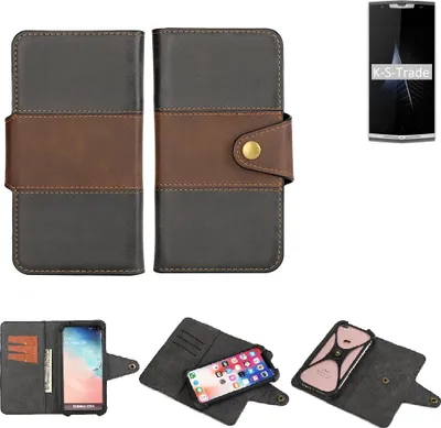 Produktbild von K-S-Trade Handyhülle Schutzhülle Hülle Bookstyle Wallet-Case kompatibel mit Oukitel K10000 Pro Bumper Rundumschutz schwarz-braun 1x
