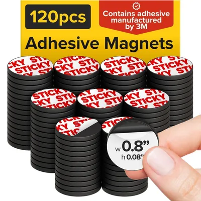 Productafbeelding van Ronde magneten met zelfklevende achterkant - 120 stuks voor knutselen