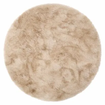 Imagen del producto de Unyqoos® Moonay, alfombra redonda de pelo alto y textura "shaggy", diámetro 200 cm, 30 mm de altura del pelo, color beige/arena, fabricada en polipropileno, suave y esponjosa