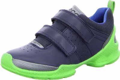 Produktbild von Ecco Jungen Leder Sneaker, violett, Klettverschluss, gepolstert, neon-grüne Sohle
